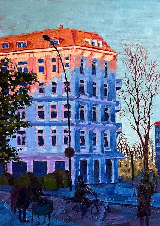 Altonaerstraße, Hamburg - made by talitha -  Print -  Art print reproduction of ‘Altonaerstraße’ — a linseed oil street painting from Hamburg’s Altona district, part of the Familiar Streets Series, made by talitha.